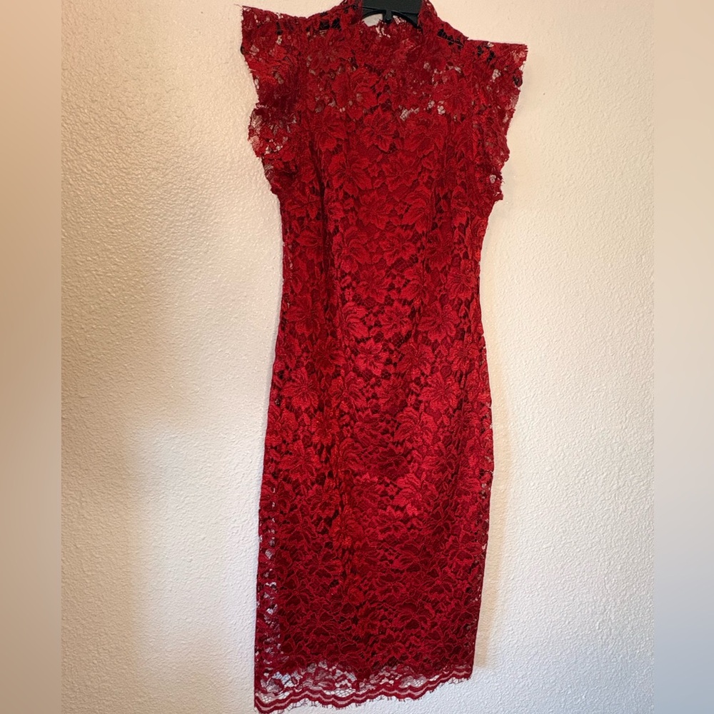Elegant Red Lace Dress